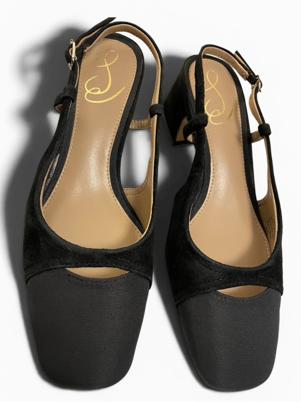 Sam Edelman Tarra Slingback Heels Black Suede Sz 5 1/2
